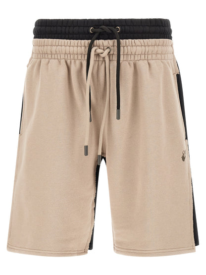 Off-White Men's Cotton Bermuda Shorts - Black Multicolor Pink White Signature