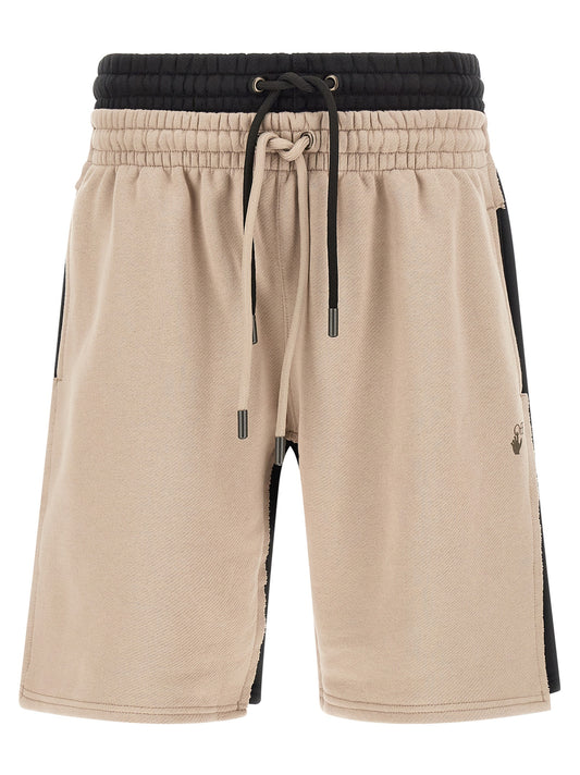 Off-White Men's Cotton Bermuda Shorts - Black Multicolor Pink White Signature