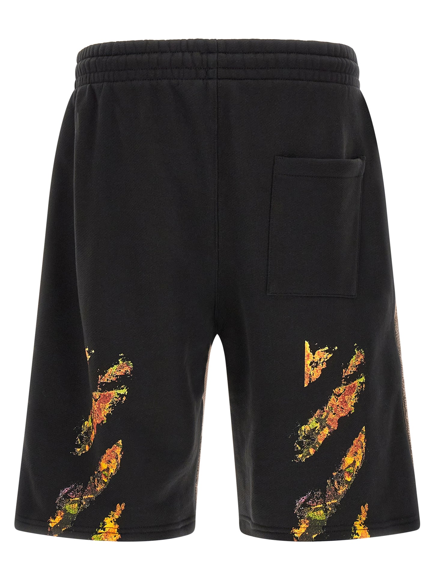 Off-White Men's Cotton Bermuda Shorts - Black Multicolor Pink White Signature