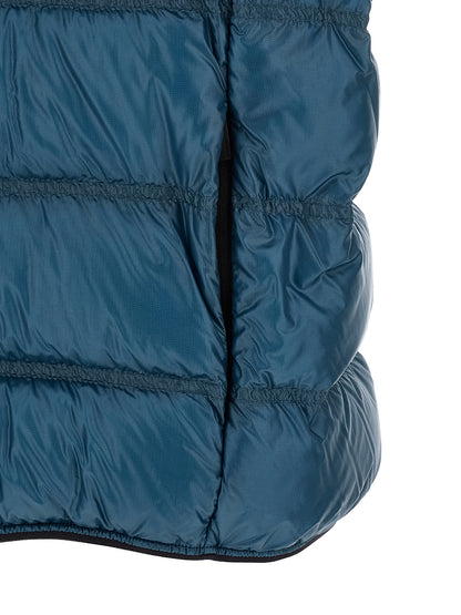 Hooded Vest by Moncler for men in polyamide blue & teal features an on trend silhouette, showcasing a sophisticated and premium pockets, hooded & insulated for a truly on trend finish.