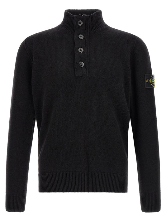 Cardigan by Stone Island for men in polyamide & virgin wool black showcases a luxurious silhouette, meticulously detailed with a sophisticated and for a refined finish.
