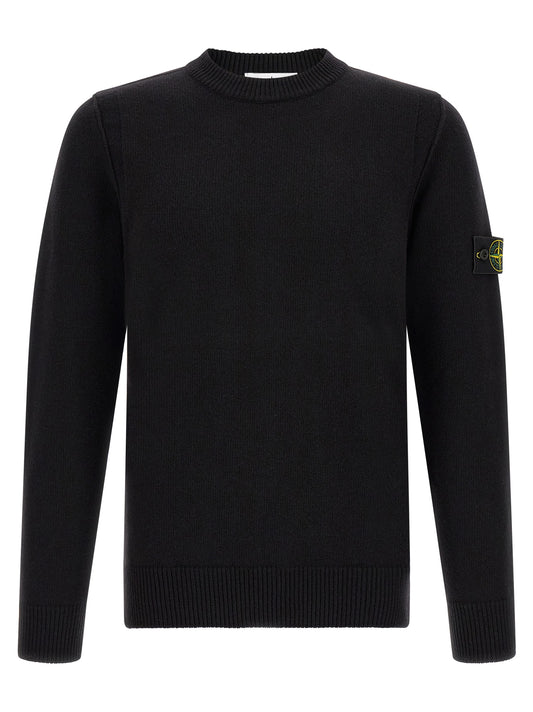 Cardigan by Stone Island for men in polyamide & virgin wool black & rose features a dramatic silhouette, showcasing a sophisticated crew neckline and dramatic detail for a timeless, premium look.