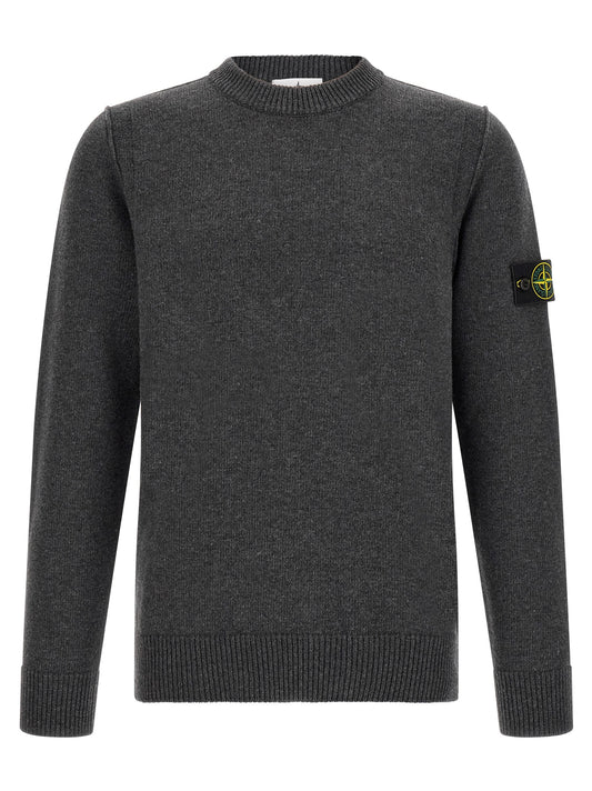 Cardigan by Stone Island for men in polyamide & virgin wool dark-gray & gray features a dramatic silhouette, showcasing a sophisticated crew neckline and dramatic detail for a timeless, premium look.
