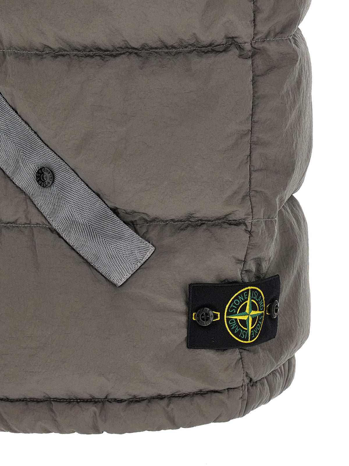 Vest by Stone Island for men in polyamide gray features an contemporary silhouette, showcasing refined and a contemporary for a sophisticated layered look.