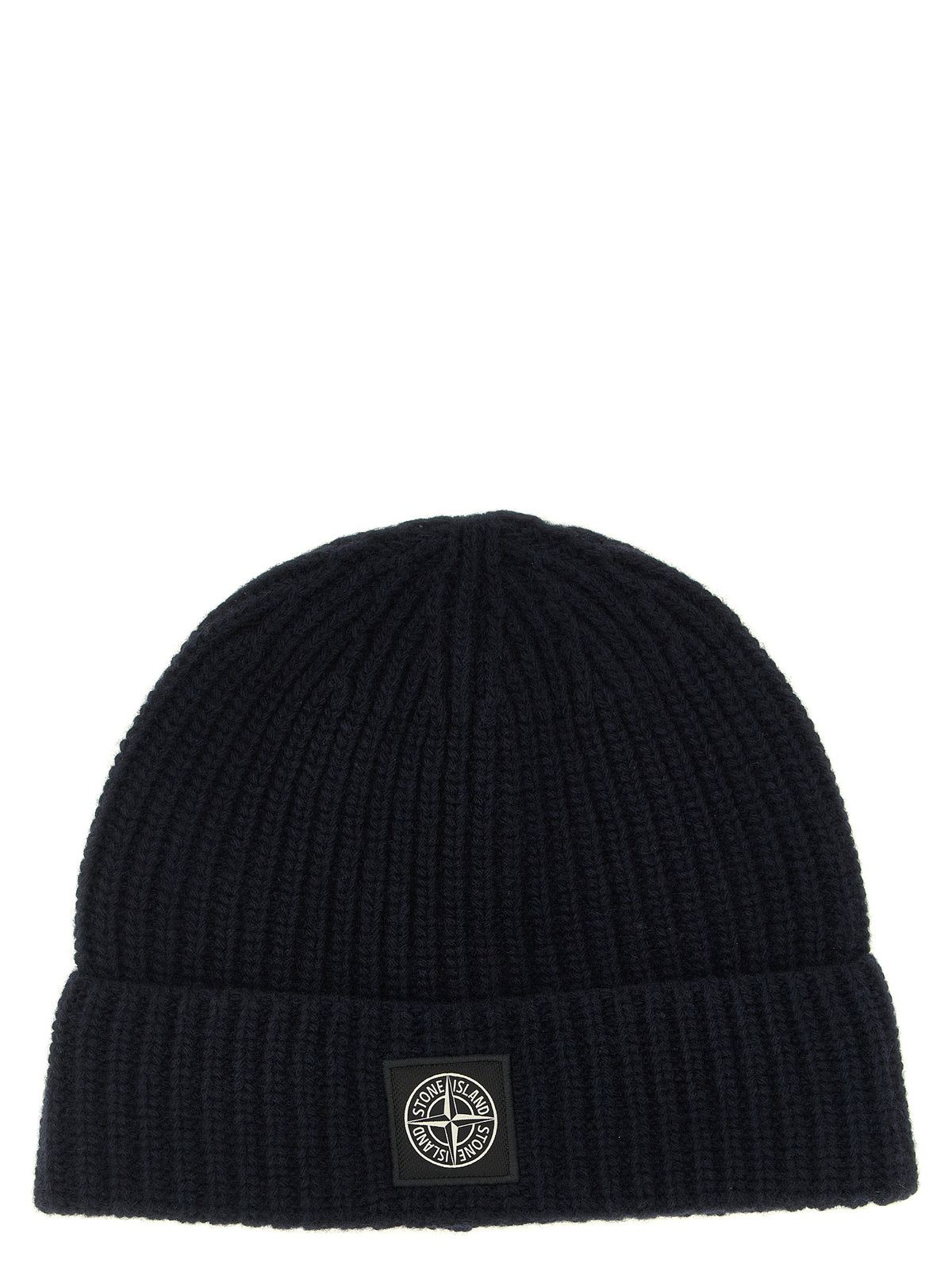 Stone Island Virgin Wool Beanie Hat - Navy Patterned