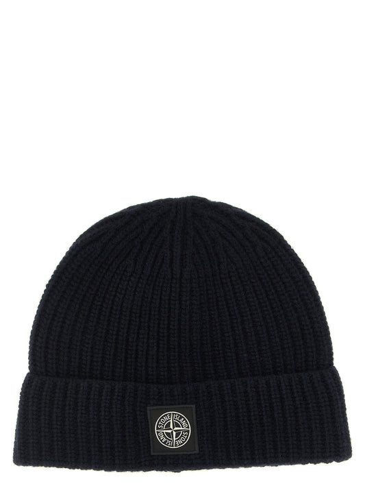 Beanie Hat by Stone Island for men in virgin wool navy & patterned presents a urban-chic silhouette, showcasing the urban-chic craftsmanship of this Virgin Wool Beanie Hat.