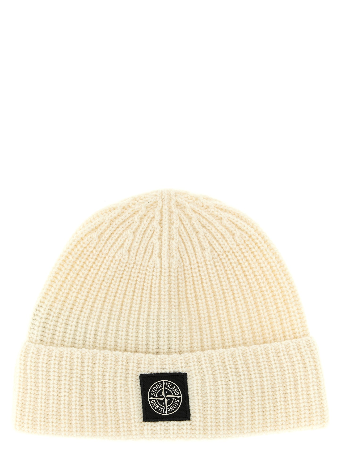 Stone Island White Virgin Wool Beanie