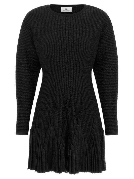 Dress by Elisabetta Franchi for women in polyester viscose & polyamide black & signature features an magnificent silhouette, artfully detailed with a magnificent and long-sleeve that flows into an magnificent short.