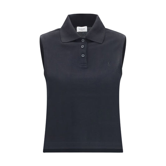 Saint Laurent Black Recycled Cotton Polo Shirt