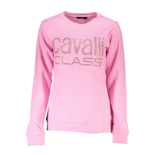 Sweatshirt by Cavalli Class for women in polyester cotton pink showcases a slouchy chic silhouette, artfully detailed with a slouchy chic and for a slouchy chic finish.