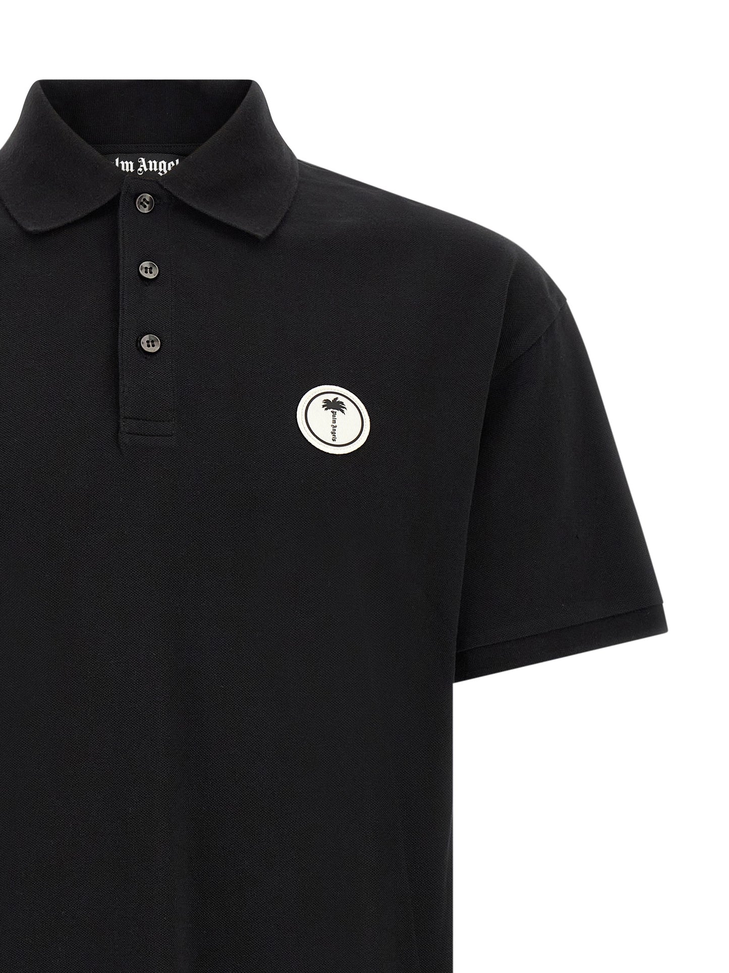 Polo Shirt by Palm Angels for men in cotton black presents a crisp silhouette, artfully detailed with a crisp and crisp .