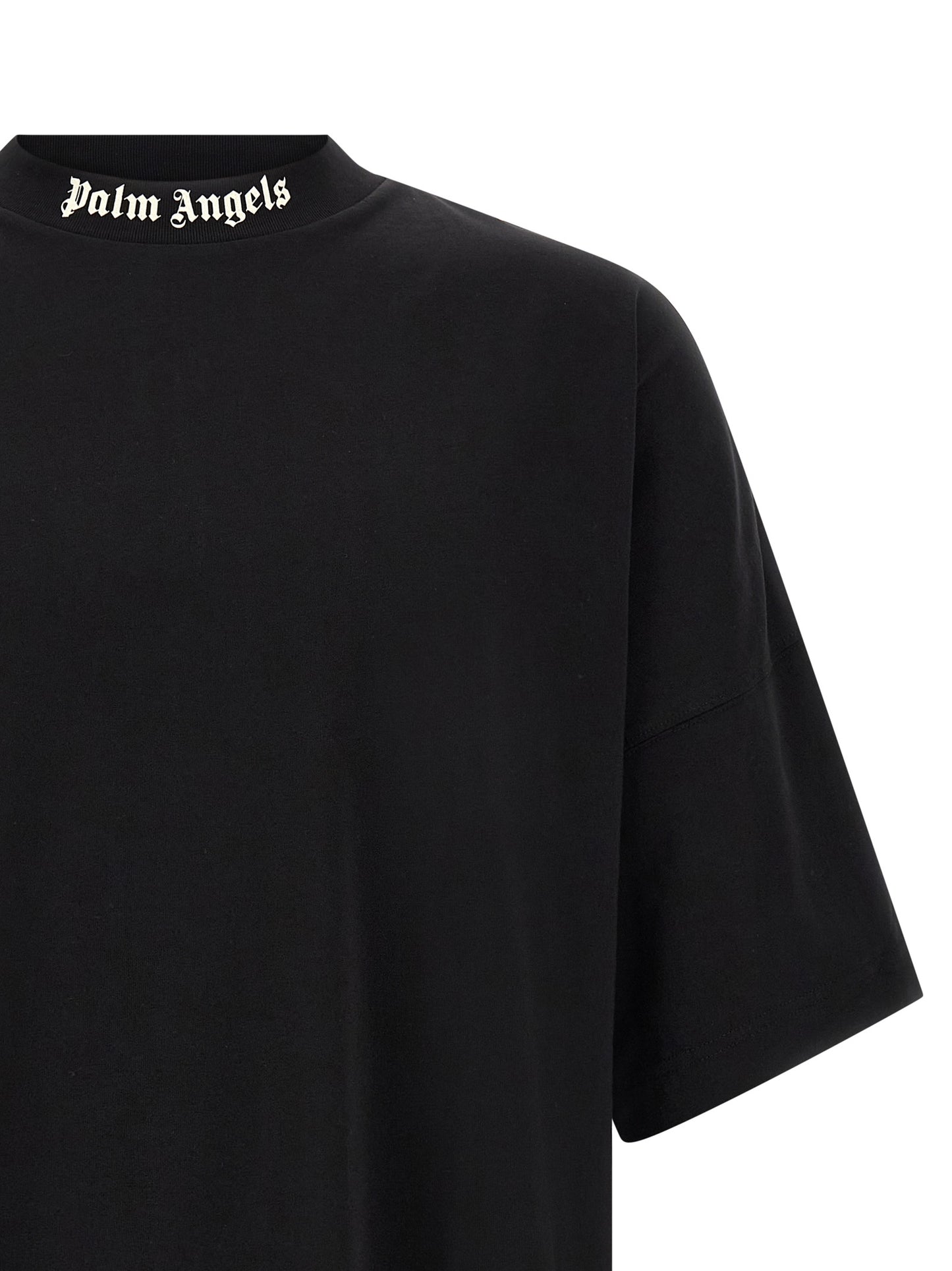 T-Shirt by Palm Angels for men in cotton black & white showcases a chic silhouette, artfully detailed with a chic and for a chic finish.