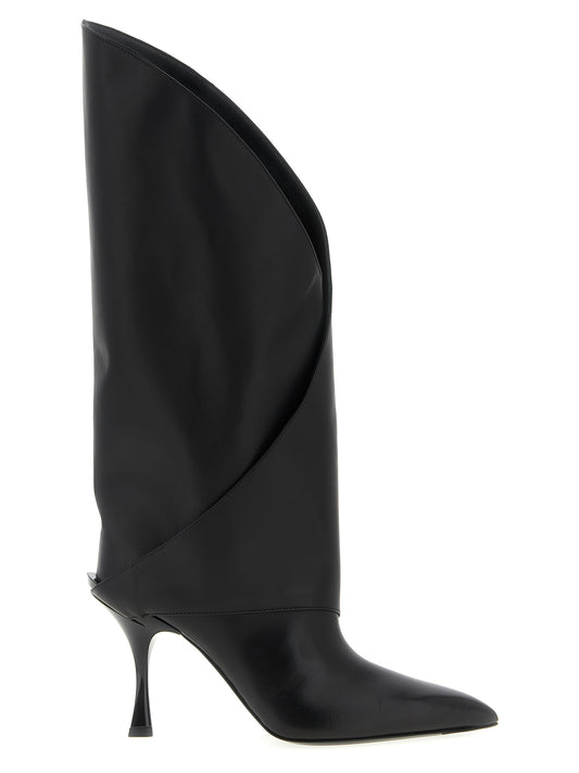 Over-The-Knee Boots by Balmain for women in calfskin leather black features an effortless chic silhouette from the Women's Calfskin Leather Over-The-Knee Boots collection, showcasing a effortless chic and refined pointed toe style for an effortless chic look.