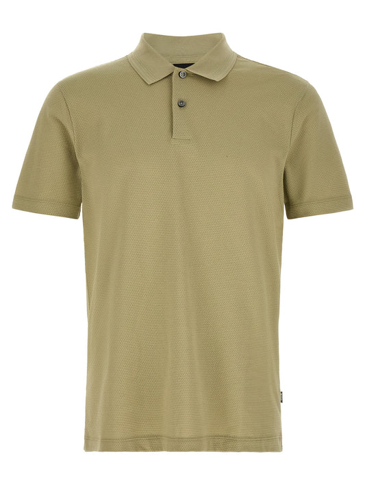 This Polo Shirt by Hugo Boss for men in cotton polyester beige, green & olive presents a flawless silhouette, showcasing flawless short-sleeve detailing and a refined for a truly flawless aesthetic.