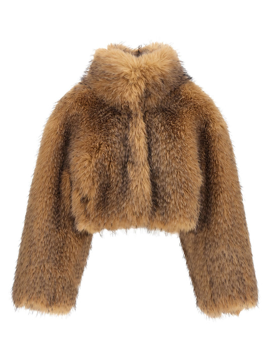 Overcoat by ROTATE BIRGER CHRISTENSEN for women in viscose polyester faux fur beige & brown features a contemporary silhouette showcasing a contemporary and refined for a sophisticated finish.