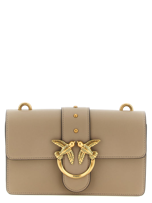 2-in-1 Shoulder & Crossbody Handbag by PINKO for women in bos taurus calfskin leather gray & gold showcases a versatile sophistication silhouette, featuring a secure buckle, versatile sophistication , and versatile crossbody-strap, shoulder-strap & adjustable-strap for a versatile sophistication finish.