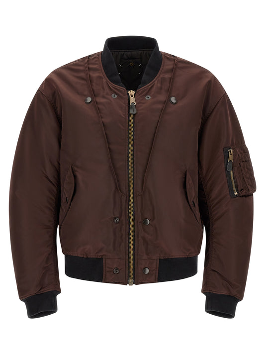 Bomber Jacket by Maison Margiela for men in polyamide leather multicolor & patterned features an contemporary silhouette, showcasing a sophisticated and contemporary pockets for a truly refined look.