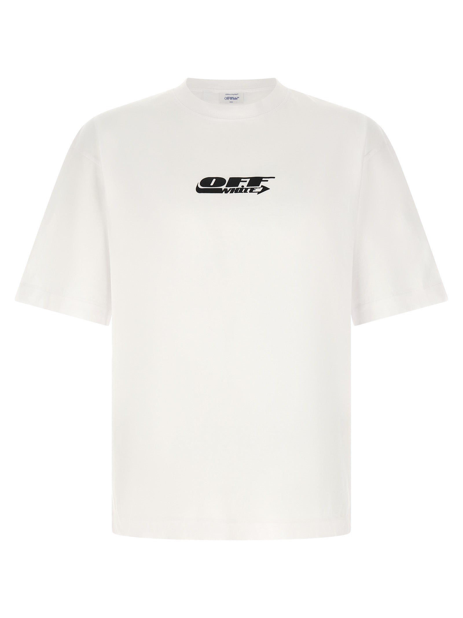 Activewear T-Shirt by Off-White for men in cotton white, patterned & print features an athletic silhouette with sleeves and a crew neckline neckline, enhanced by high-performance .