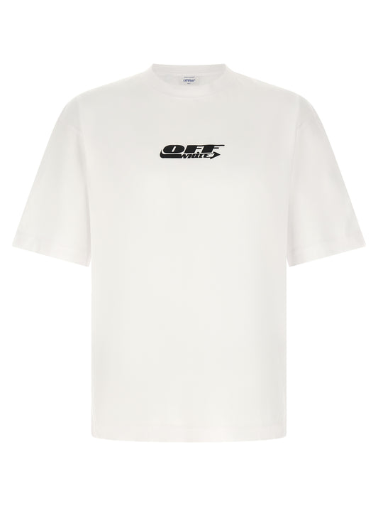 Activewear T-Shirt by Off-White for men in cotton white, patterned & print features an athletic silhouette with sleeves and a crew neckline neckline, enhanced by high-performance .