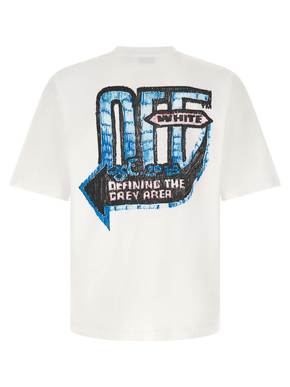 Activewear T-Shirt by Off-White for men in cotton white, patterned & print presents a kinetic silhouette, showcasing the kinetic and crew neckline alongside functional for a premium, athletic look.