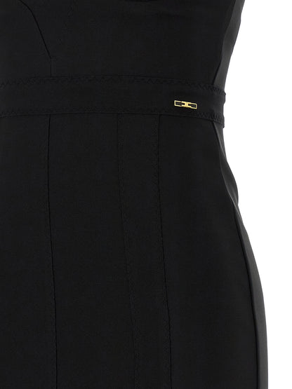 Elisabetta Franchi Black Polyamide Midi Dress