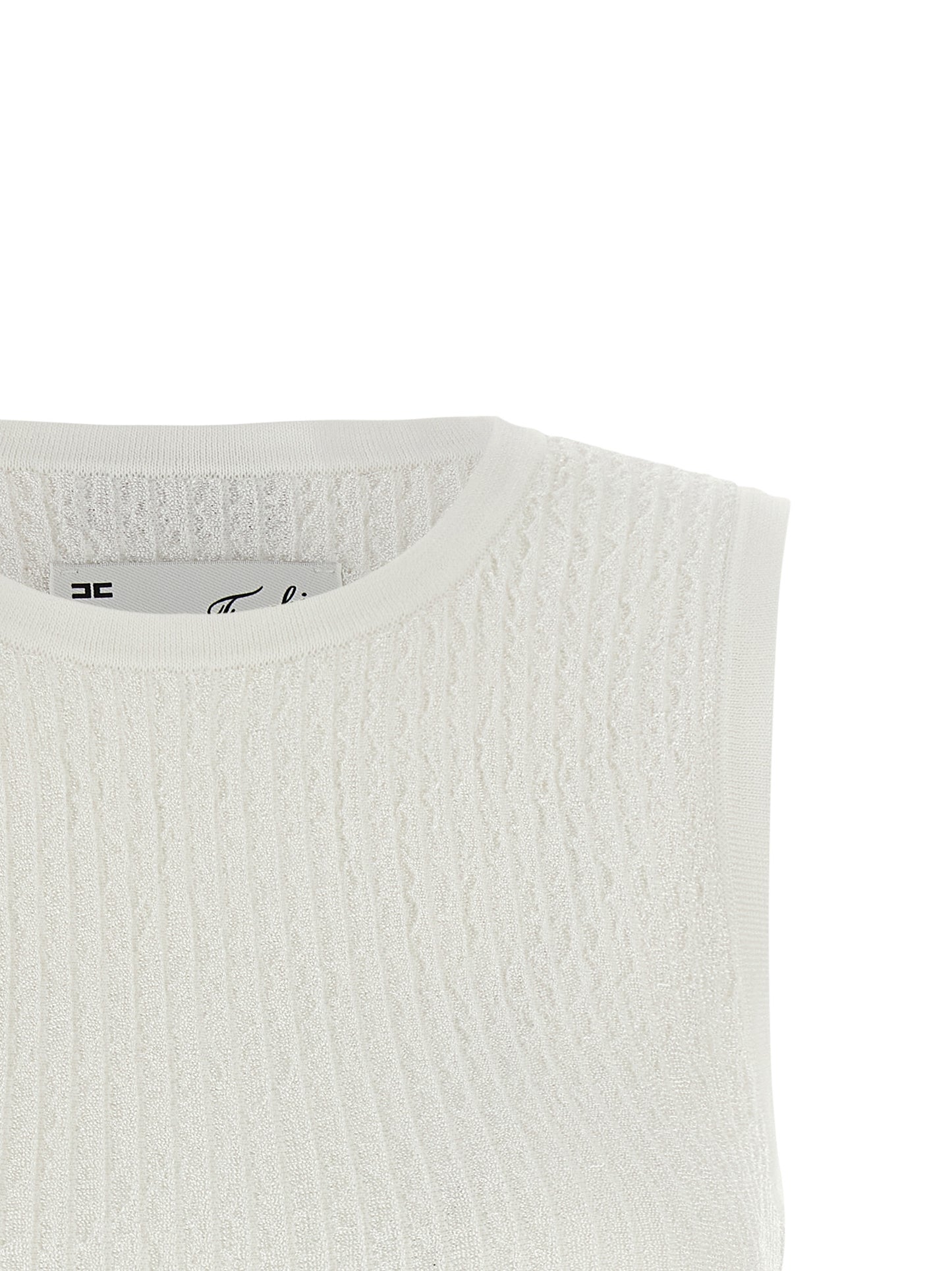 Elisabetta Franchi White Viscose Sleeveles T-Shirt