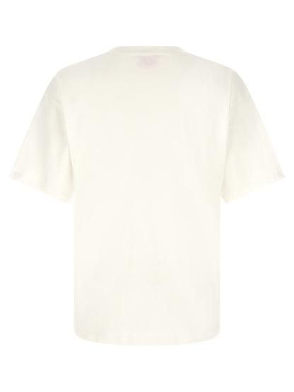 Activewear T-Shirt by Diesel for men in organic cotton cream, red, white & jacquard features an athletic silhouette with sleeves and a neckline, enhanced by high-performance .