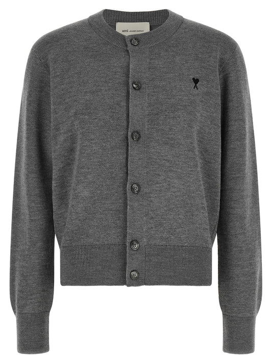 Ami Paris Gray Wool Cardigan
