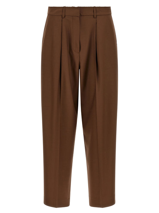 Casual Pants by Gianluca Capannolo for women in wool beige presents a refined pantology silhouette, artfully defined by a refined pantology tapered-leg, long, and a sophisticated high rise.
