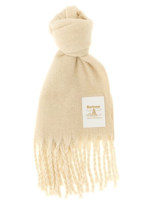 Scarf by Barbour for women in polyester white showcases a on trend silhouette, artfully capturing the on trend essence of the Polyester Scarf design with a sophisticated finish.