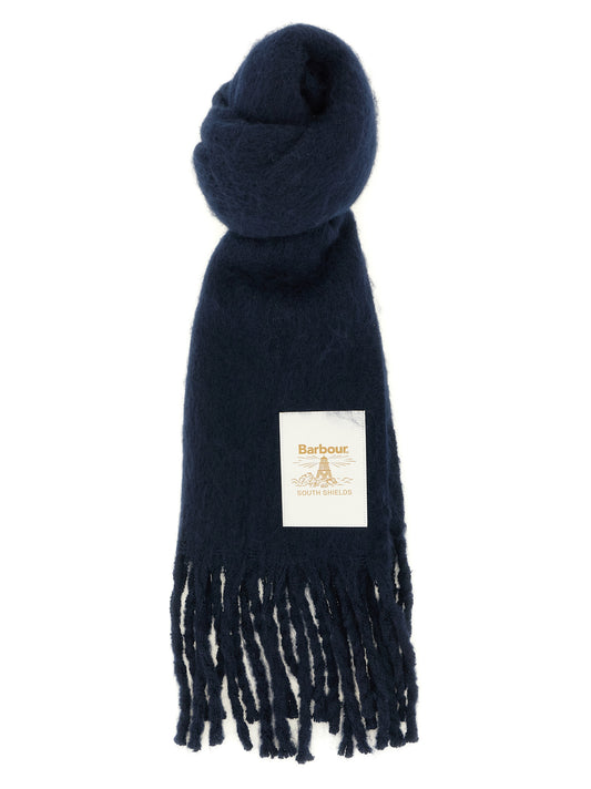 Scarf by Barbour for women in polyester navy & signature features a timeless silhouette, artfully capturing the essence of the timeless Polyester Scarf design for a sophisticated look.