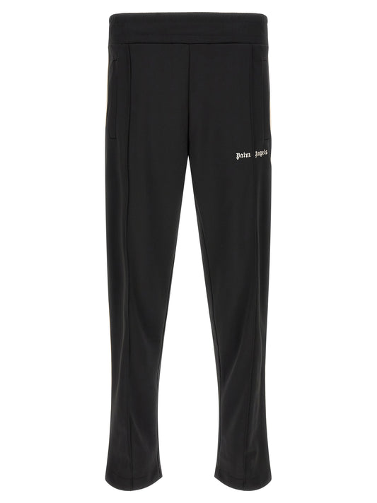 Track Pants by Palm Angels for men in polyester bicolour, beige, black, white & signature features an athletic straight-leg and long cut with a comfortable , seamlessly detailed with functional .