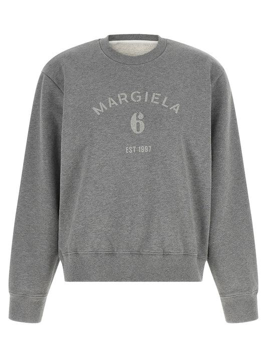 Activewear Sweatshirt by MM6 Maison Margiela for women in cotton gray, white, signature & print features an contemporary silhouette with , refined detailing, and an contemporary for a sophisticated performance look.