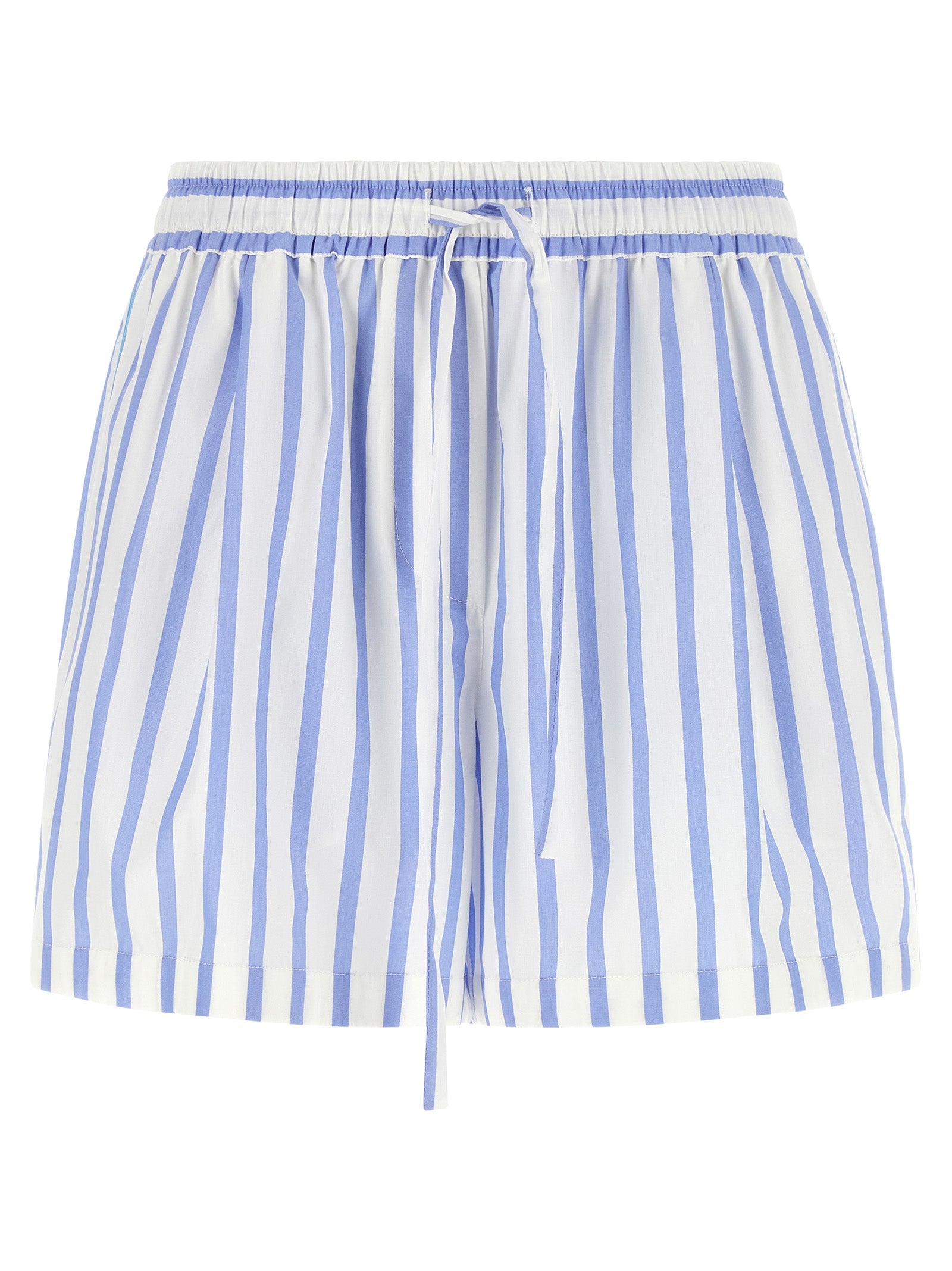 Bermuda Shorts by Dolce & Gabbana for women in cotton & silk light-blue, white, signature & striped showcases a on trend silhouette, featuring a tailored relaxed-fit with a classic short and sophisticated for a on trend finish.