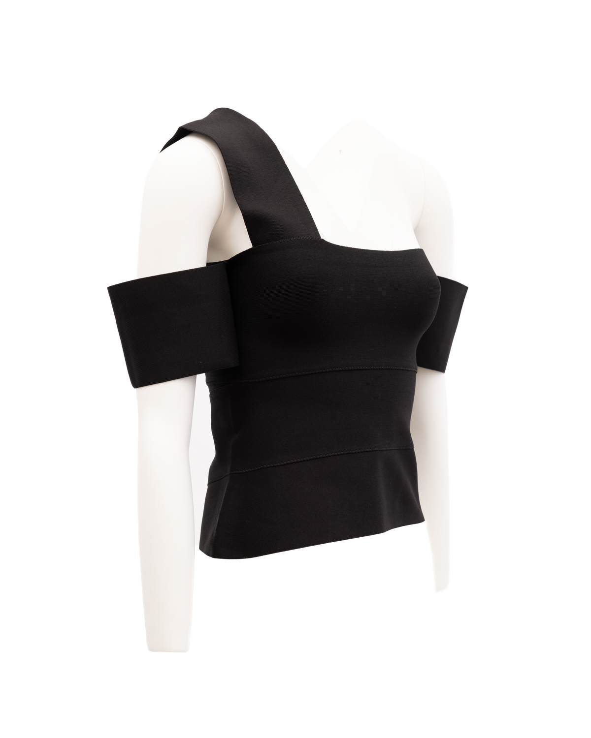 T-Shirt by Alexander McQueen for women in stretch polyamide viscose black features an edgy silhouette, meticulously detailed with a sophisticated and for a truly edgy finish.