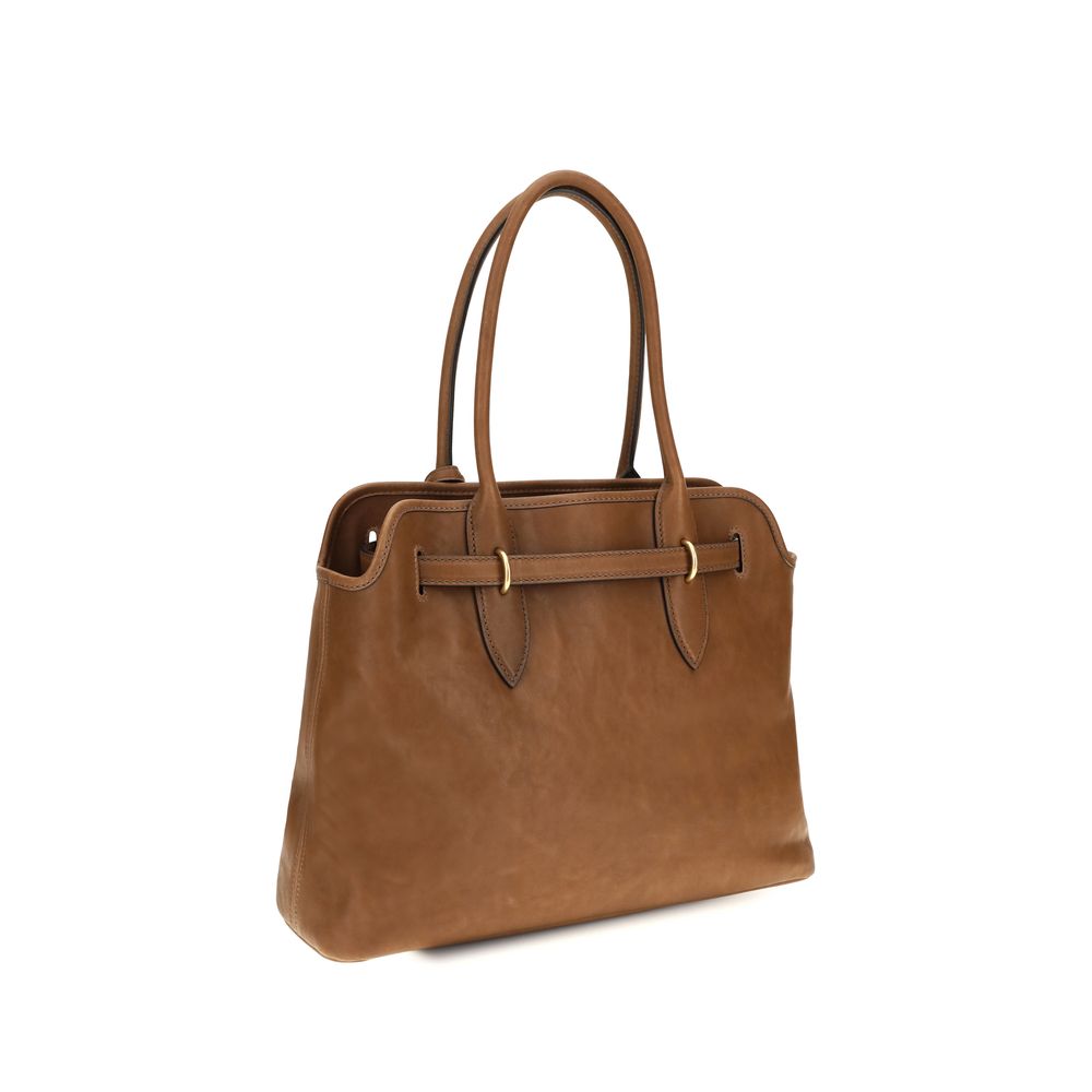 Miu Miu Bos Taurus Calf Leather Shoulder Shopper Bag - Brown
