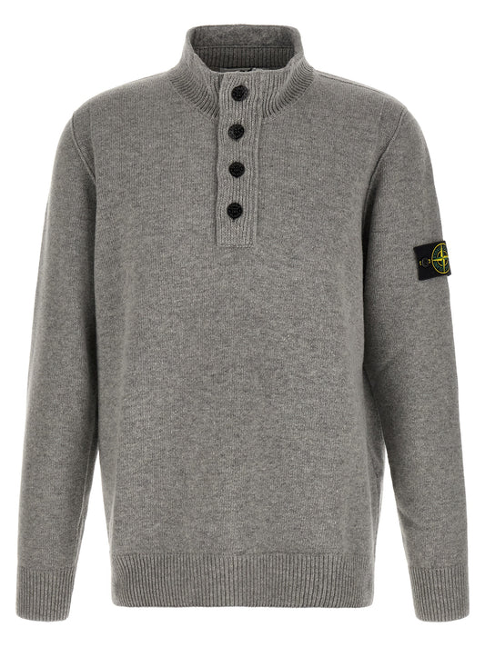 Cardigan by Stone Island for men in felt polyamide & virgin wool gray & signature features an impeccable silhouette, showcasing a sophisticated and detail for a truly impeccable finish.