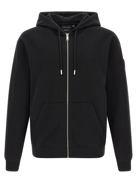 Sweatshirt Hoodie by Canada Goose for men in cotton terrycloth black & silver features a edgy silhouette, detailed with a edgy hooded split neckline and for a refined finish.