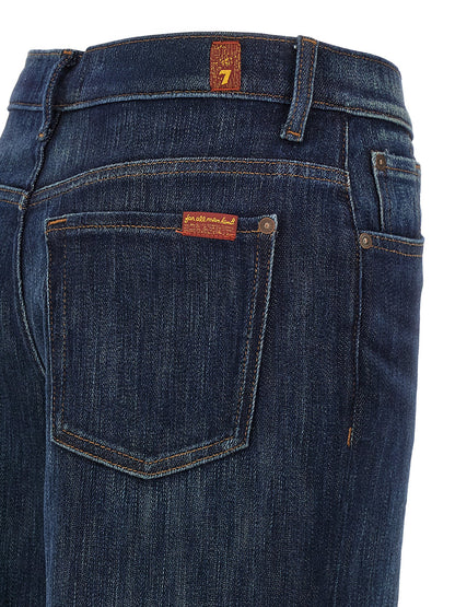 7 For All Mankind Blue Cotton Flared Jeans