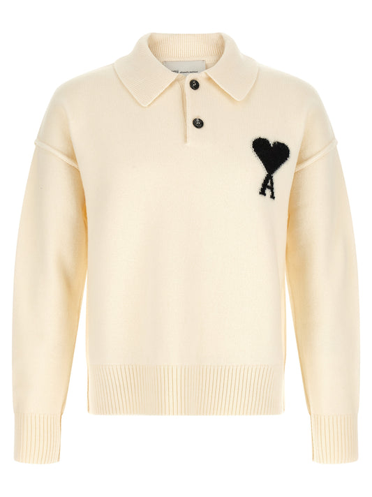 Polo Shirt by Ami Paris for men in wool bicolour, black, white & signature showcases a enviable silhouette, featuring a refined and for a enviable finish.