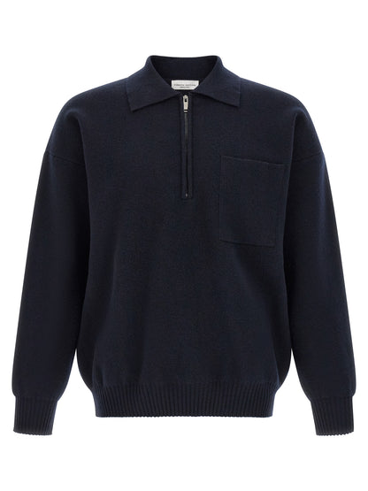 Roberto Collina Blue Merino Wool Polo Shirt