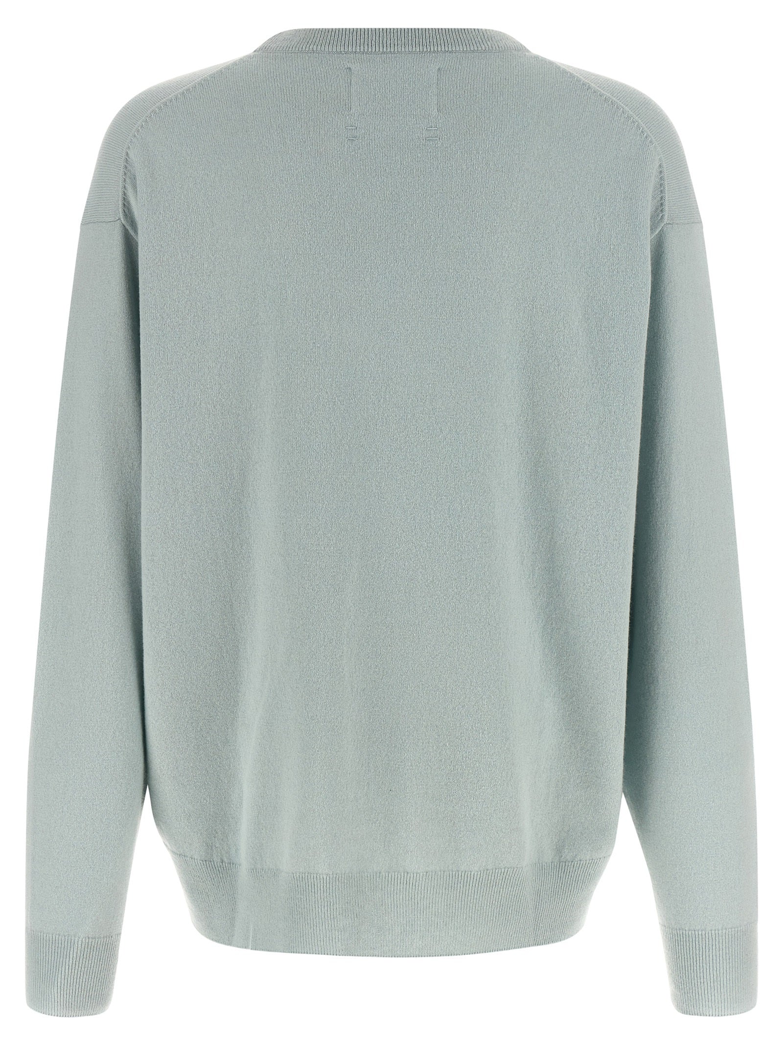 Cardigan by Extreme Cashmere for men in cashmere light-blue & striped showcases a captivating silhouette, artfully detailed with a captivating and crew neckline for a truly sophisticated captivating look.