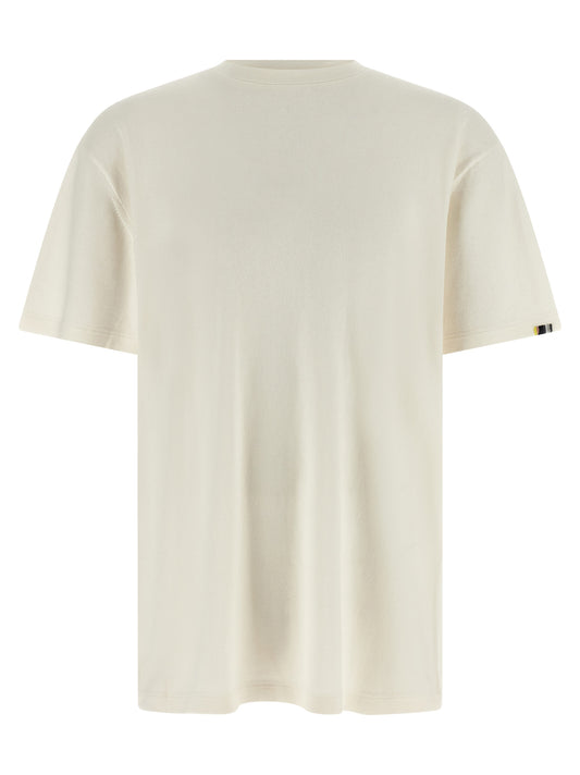 T-Shirt by Extreme Cashmere for men in cotton & cashmere natural & white showcases a fashionable silhouette, elegantly detailed with a fashionable and round neckline for a sophisticated, high-fashion look.