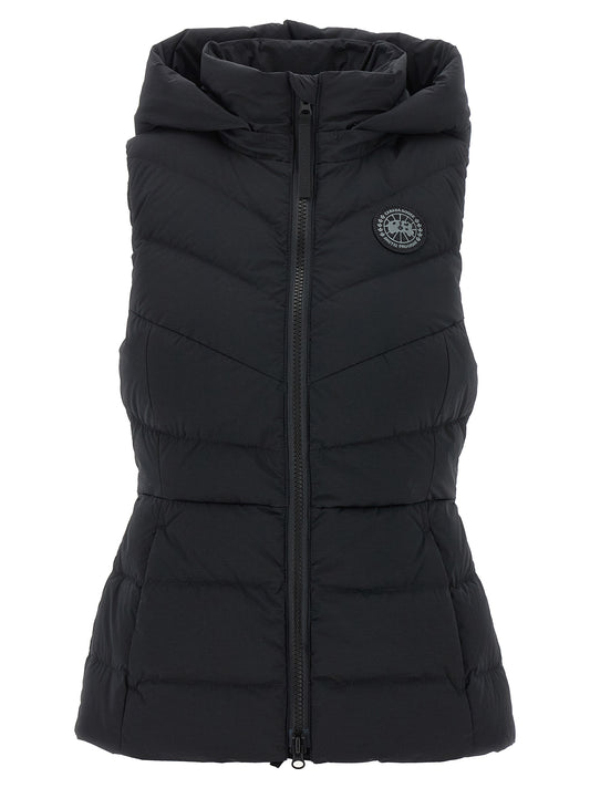 Hooded Vest by Canada Goose for women in polyamide & goose-down black features an contemporary silhouette, showcasing refined pockets, hooded & insulated and a contemporary hooded neckline for a sophisticated layered look.