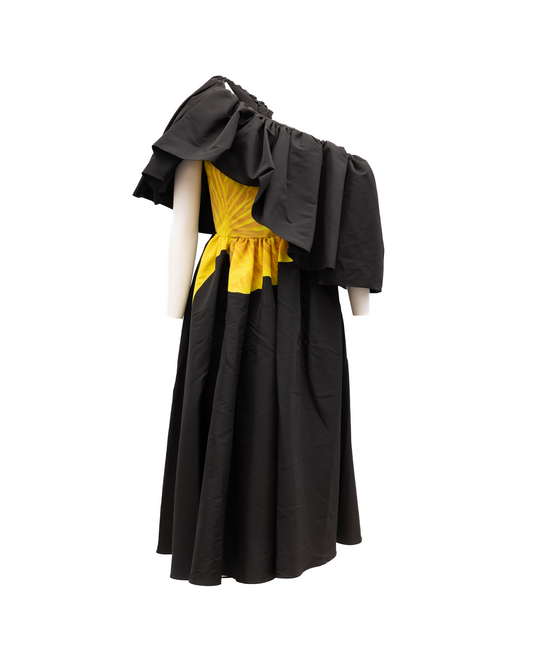 Alexander McQueen Women's Cocktail Silk & Acetate Dress - Black Yellow