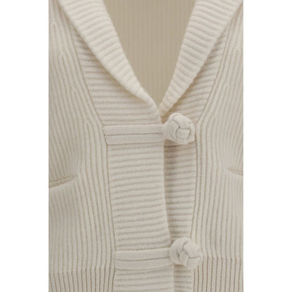 Forte_Forte White Wool Oves Aries Cardigan