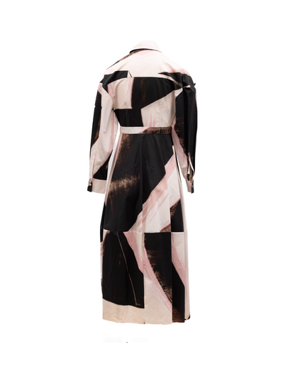 Alexander McQueen Women's Long-Sleeve Cotton Midi Dress - Gray Pink Patterned Print