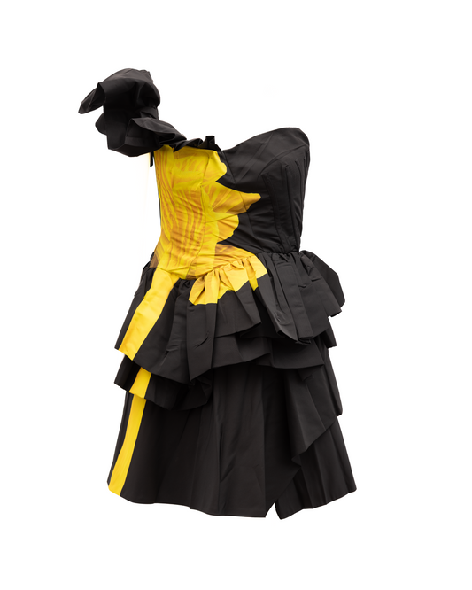 Alexander McQueen Women's Cocktail Polyester Dress - Black Yellow