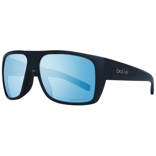 Sunglasses by Bolle for unisex in [fabric material] and black featuring an opulent rectangle full-rim frame design with a sophisticated black coloured frame finish and high-performance photochromatic polarized category-2-medium-tint lens.