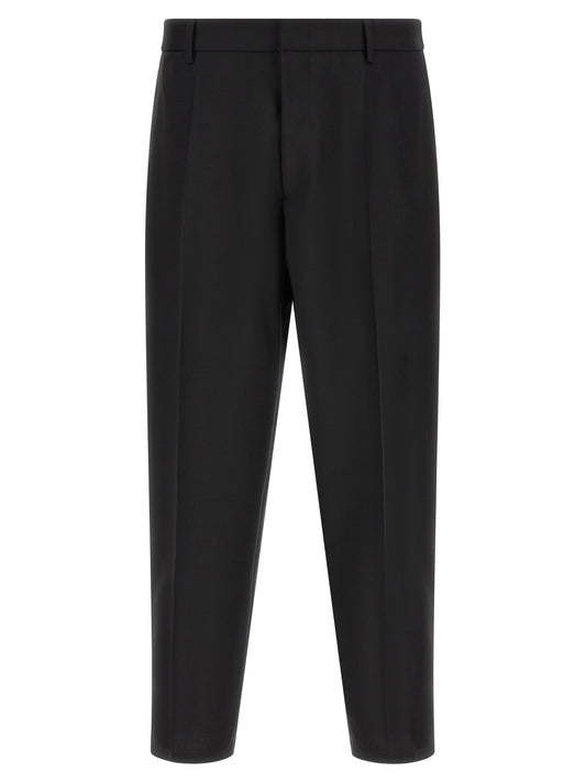 Trousers by Jil Sander for men in mohair & virgin wool black features a sculptural silhouette, showcasing a sculptural cropped and cropped with a sophisticated for a sculptural finish.
